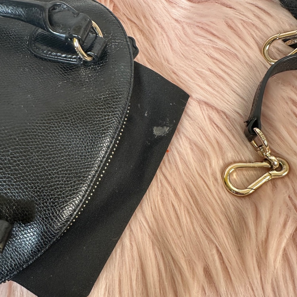 Coach Mini Dome Leather
Crossbody Satchel Bag in Black with Gold Accents - Picture 11 of 13